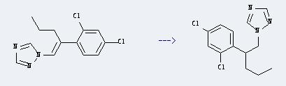 Penconazole can be prepared by 1-(1H-1,2,4-triazol-1-yl)-2-(2,4-dichlorophenyl)-1-penten